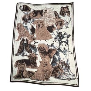 San Marcos Blanket Dog Breeds Large Brown & Tan Reversible Vintage Throw